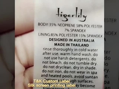 Etiquetas transparentes de roupas de TPU macio CMYK Cores laváveis para roupas de banho