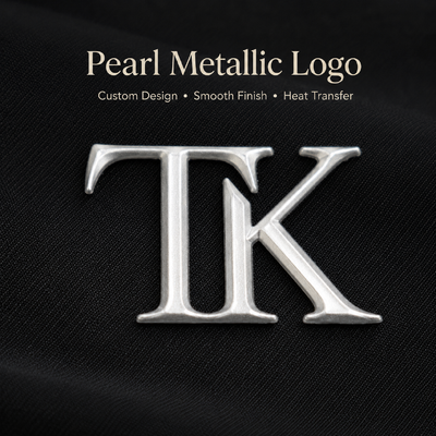 Etiquetas personalizadas com logo em relevo 3D metálico pérola para vestuário e sportswear