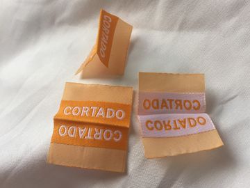 Etiqueta de cuidado tecida da lavagem do vestuário das etiquetas de instrução da fita da lavagem da cópia da etiqueta