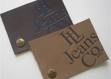 Remendos imprimíveis do couro gravado do logotipo com etiquetas da roupa do couro de Velcro