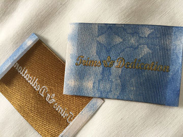 Damasco amplamente utilizado etiquetas tecidas, etiquetas tecidas cetim do logotipo da cópia de Digitas