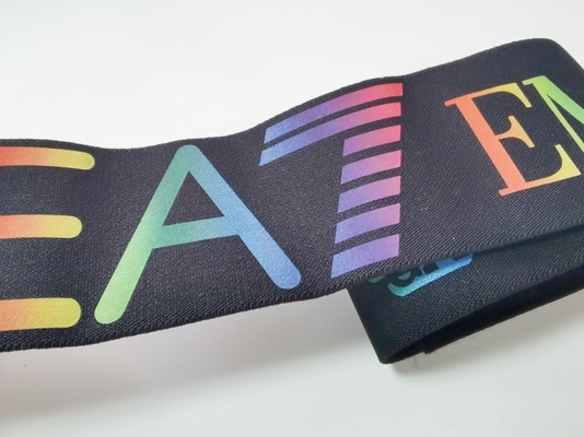 Faixa elástica preta do Spandex/nylon 3CM com logotipo colorido personalizado