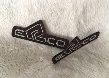 Remendos personalizados do couro gravado da camurça de Brown, logotipo high-density brilhante de Siliver Tpu