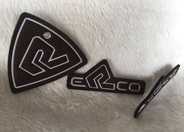 Remendos personalizados do couro gravado da camurça de Brown, logotipo high-density brilhante de Siliver Tpu