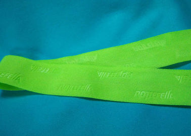 O poliéster 100%/nylon feito malha dobrou a fita elástica com logotipo gravada