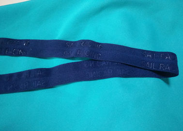 O poliéster 100%/nylon feito malha dobrou a fita elástica com logotipo gravada