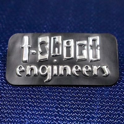 Logotipo de transferência de calor de metal Tpu prateado preto 3D para vestuário
