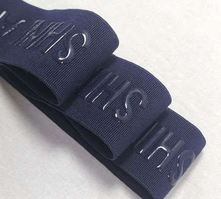 Logotipo 3D personalizado Faixa elástica Gloss Matte Silicone Polyester Webbing para acessórios de vestuário