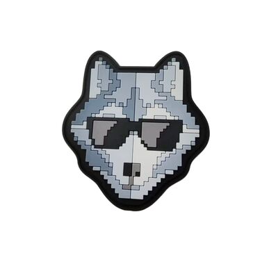 Emblema de silicone 3D personalizado - Patch de transferência de calor de silicone em forma de lobo em pixel art para roupas