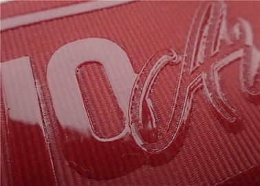 Etiqueta transparente brilhante da impressão da tela do logotipo do silicone na fita da linha do poliéster de Coloful