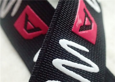 Alise a faixa elástica do jacquard de superfície brilhante da sensação com logotipo do silicone da impressão da tela