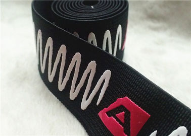 Alise a faixa elástica do jacquard de superfície brilhante da sensação com logotipo do silicone da impressão da tela
