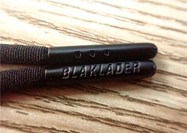 cabo não elástico preto de 125cm com logotipo cinzelado em ambas as extremidades da cabeça preta do hardware da pintura