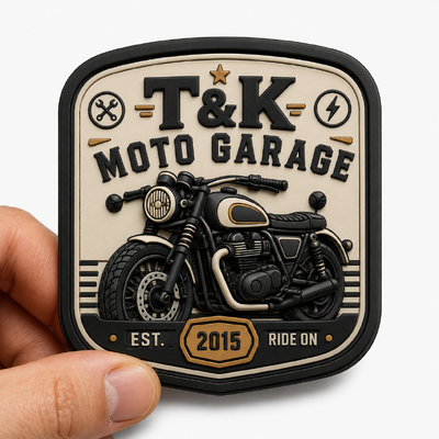 Etiquetas de Transferência de Calor em PVC Estilo Motocicleta Personalizada para Roupas com Logo em Relevo 3D para Jaquetas, Streetwear, Workwear, Chapéus, Bolsas e Identificação de Marca de Garagem
