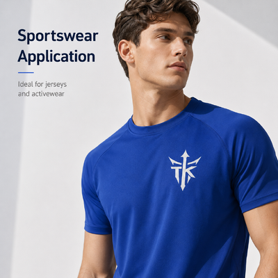 Etiquetas termocolantes laváveis personalizadas em prata metálica fosca para camisas polo e roupas esportivas