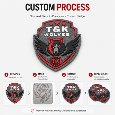Felt Base 3D emblema de silicone personalizado logotipo levantado costura em durável Patch de equipe personalizado feito OEM fábrica direta