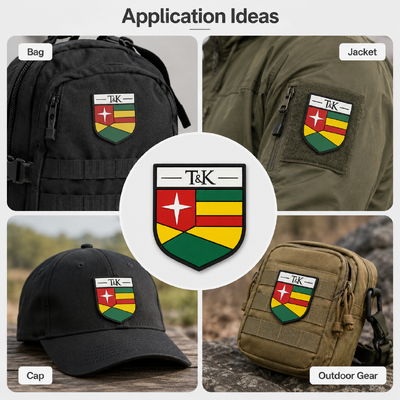 Emblema de PVC de borracha 3D personalizado com logotipo elevado e rótulo de impressão em tela ecológica para roupas e bolsas