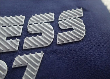 Efeito tridimensional de superfície levantado do logotipo da transferência térmica da prata do flash da sarja