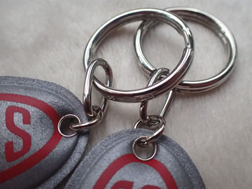 Tela reflexiva de prata feita sob encomenda corrente impressa do Keyring para o presente da promoção