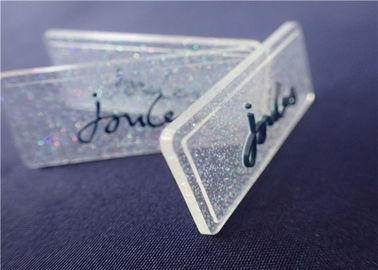 Crachá inteiramente transparente personalizado do PVC com pó colorido para o vestuário