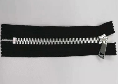 Zíper dos dentes da tração do ponto 5# dobro com cor do níquel do tecido de algodão