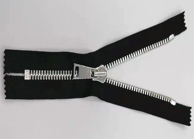 Zíper dos dentes da tração do ponto 5# dobro com cor do níquel do tecido de algodão