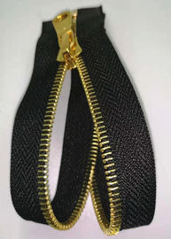 Zíper de bronze dos dentes do metal da extremidade aberta com cor brilhante do ouro para a matéria têxtil home