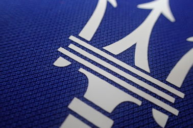 A transferência térmica feita sob encomenda da tinta do logotipo remenda etiquetas para o polo, roupa da tela dos esportes