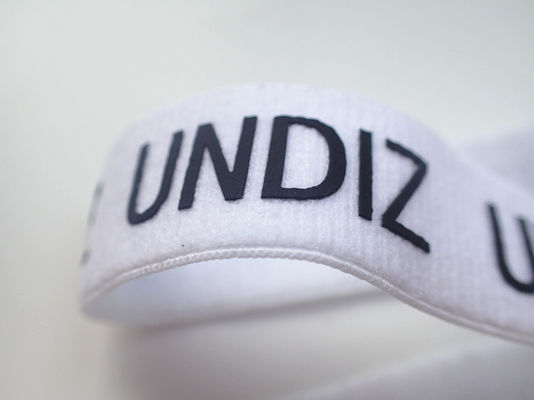 O silicone impresso Logo On Elastic Webbing Tape personalizou o projeto