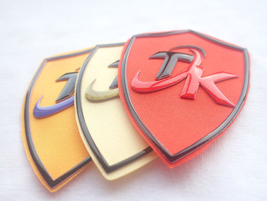 Remendos tecidos da impressão de tela de seda de Eco costume amigável com logotipo do silicone