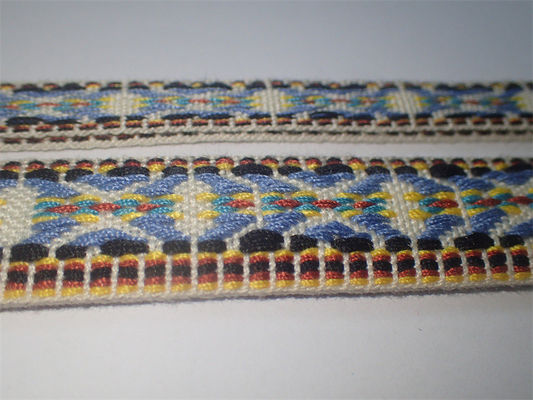 Da fita de grande resistência do jacquard do algodão estilo nacional colorido tecido feito sob encomenda