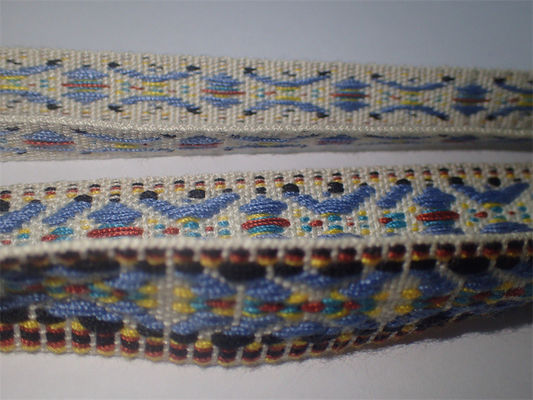 Da fita de grande resistência do jacquard do algodão estilo nacional colorido tecido feito sob encomenda