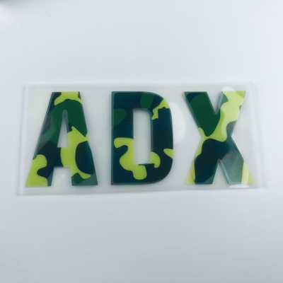 Camufle etiquetas da transferência térmica do silicone 3D com seu próprio logotipo