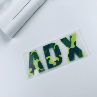 Camufle etiquetas da transferência térmica do silicone 3D com seu próprio logotipo