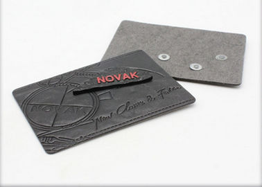 Eco - quadrado lavável amigável etiqueta gravada da roupa do metal com remendo de couro