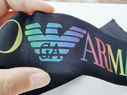 Faixa elástica preta do Spandex/nylon 3CM com logotipo colorido personalizado