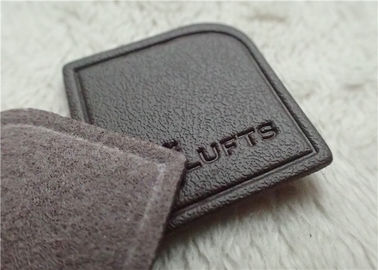 Preto - o couro gravado veado Brown remenda a costura de alta frequência do logotipo do tipo no vestuário