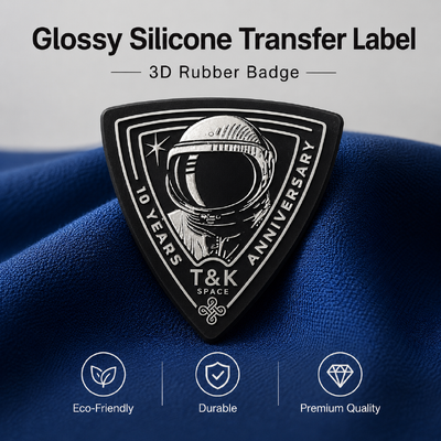 Etiqueta de transferência de silicone brilhante personalizada para roupas esportivas e moda