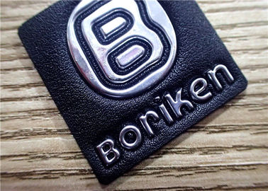 Remendos do couro gravado do preto com logotipo de prata do Embossment TPU para sacos