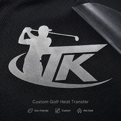Etiquetas de transferência de calor metálica personalizadas Transferência de logotipo de golfe para roupas esportivas Vestuário de rua Camisas de pólo Jaquetas OEM ODM Eco Amigável Personalizado