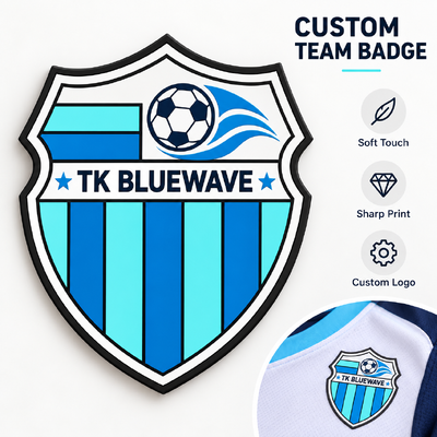 Patches personalizados de logotipo TPU de alta frequência para camisetas de futebol e roupas de equipe