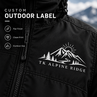 Etiquetas de logotipo de transferência de calor personalizadas para jaquetas de ar livre e roupas esportivas de desempenho