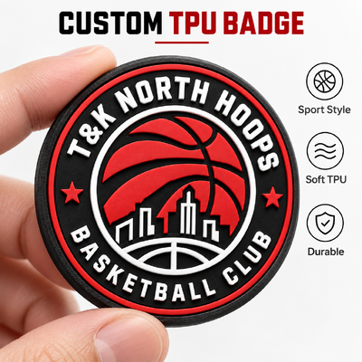 Patches Bordados Personalizados em TPU Macio com Logotipo de Basquete 3D e Termocolante para Bordado em Vestuário