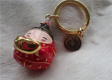 Porta-chaves gorda cerâmica do lingote do ouro do bebê do estilo chinês no revestimento vermelho