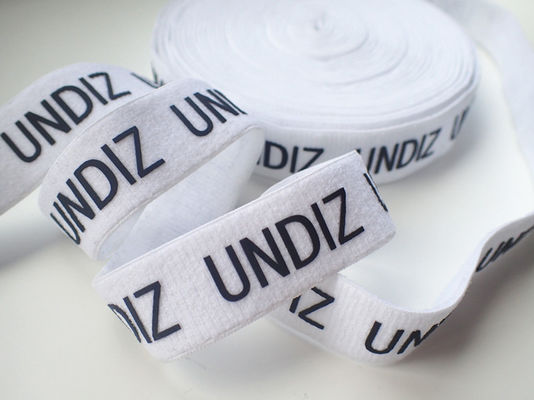 O silicone impresso Logo On Elastic Webbing Tape personalizou o projeto